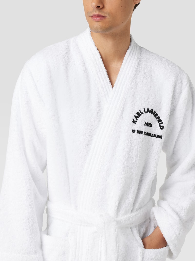 Bademantel mit Label-Stitching in weiß