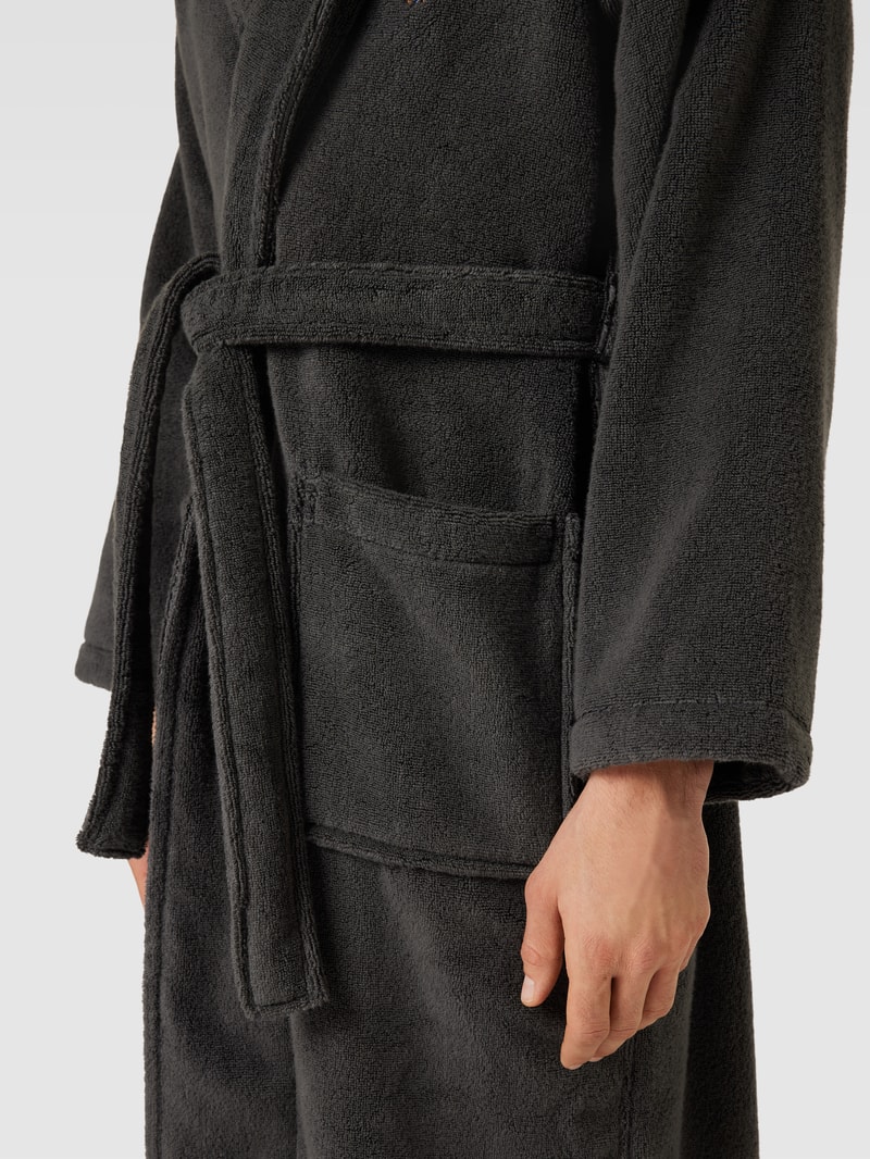 Bademantel mit Label-Stitching in dunkelgrau