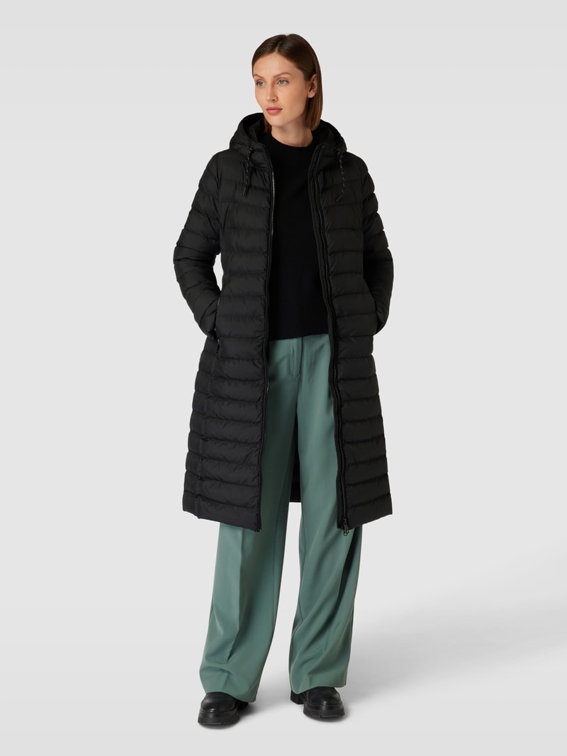 Steppmantel mit Kapuze in schwarz
