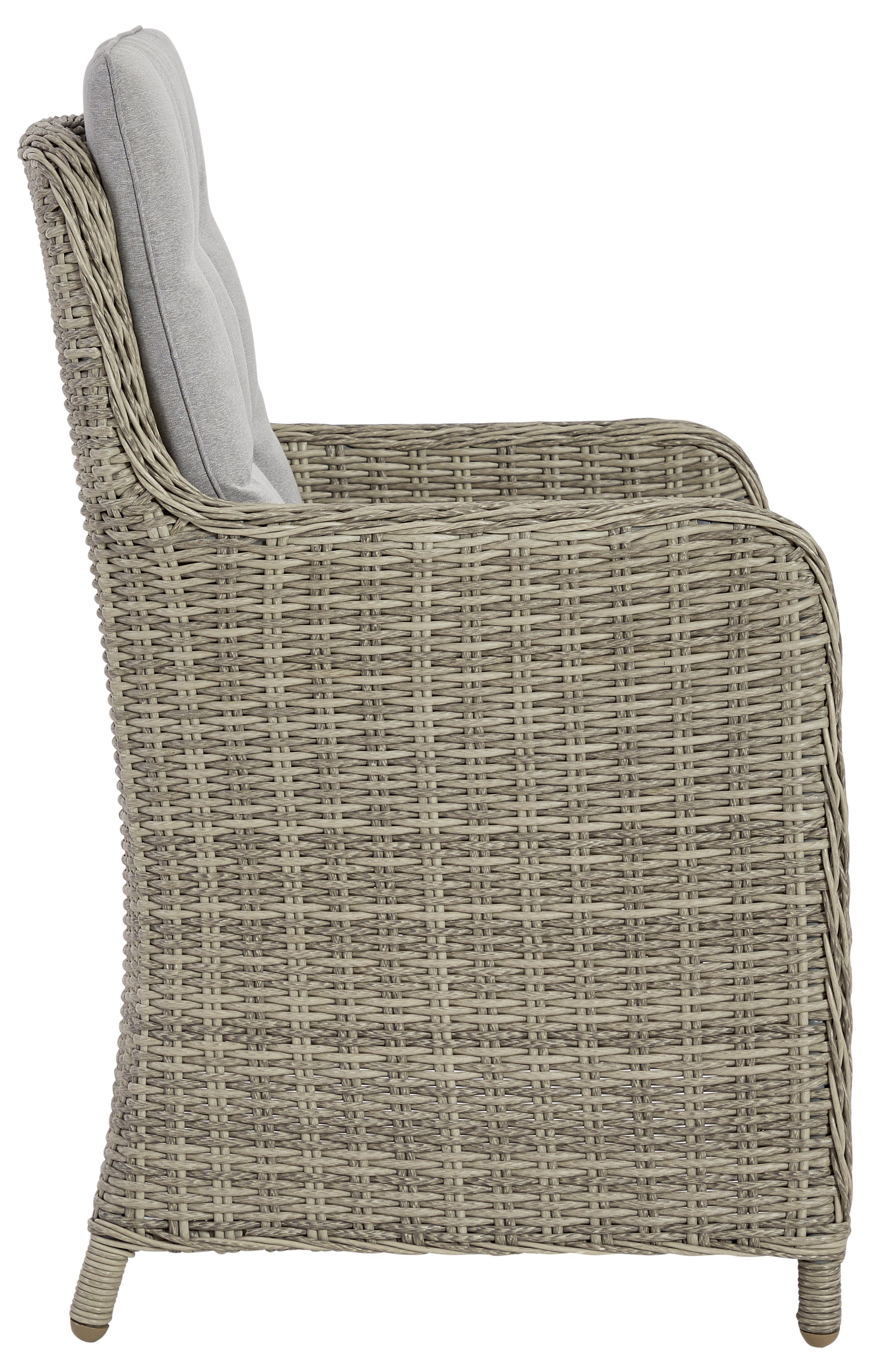 KONIFERA Garten-Essgruppe Venedig, (Set, 5-tlg., 4x Sessel, 1x Tisch Ø120 cm, Alu, Polyrattan), inkl. Auflagen