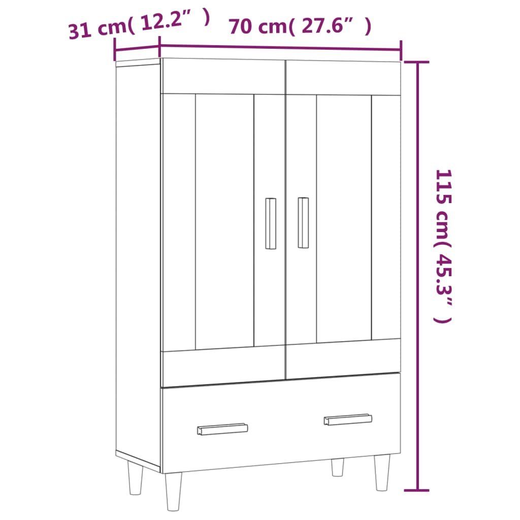 vidaXL Sideboard Highboard Braun Eichen-Optik 70x31x115 cm Holzwerkstoff (1 St)
