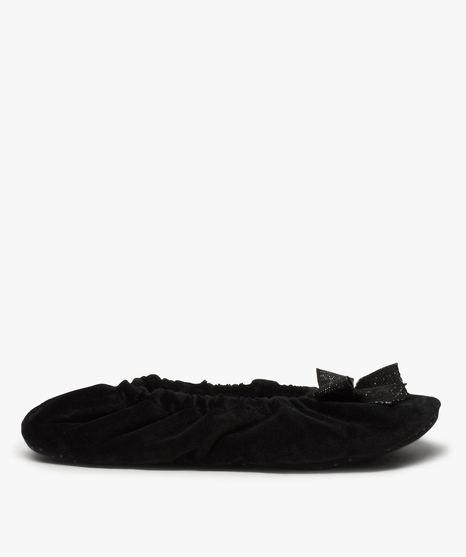Chaussons femme ballerines élastiquées en velours noir | GEMO