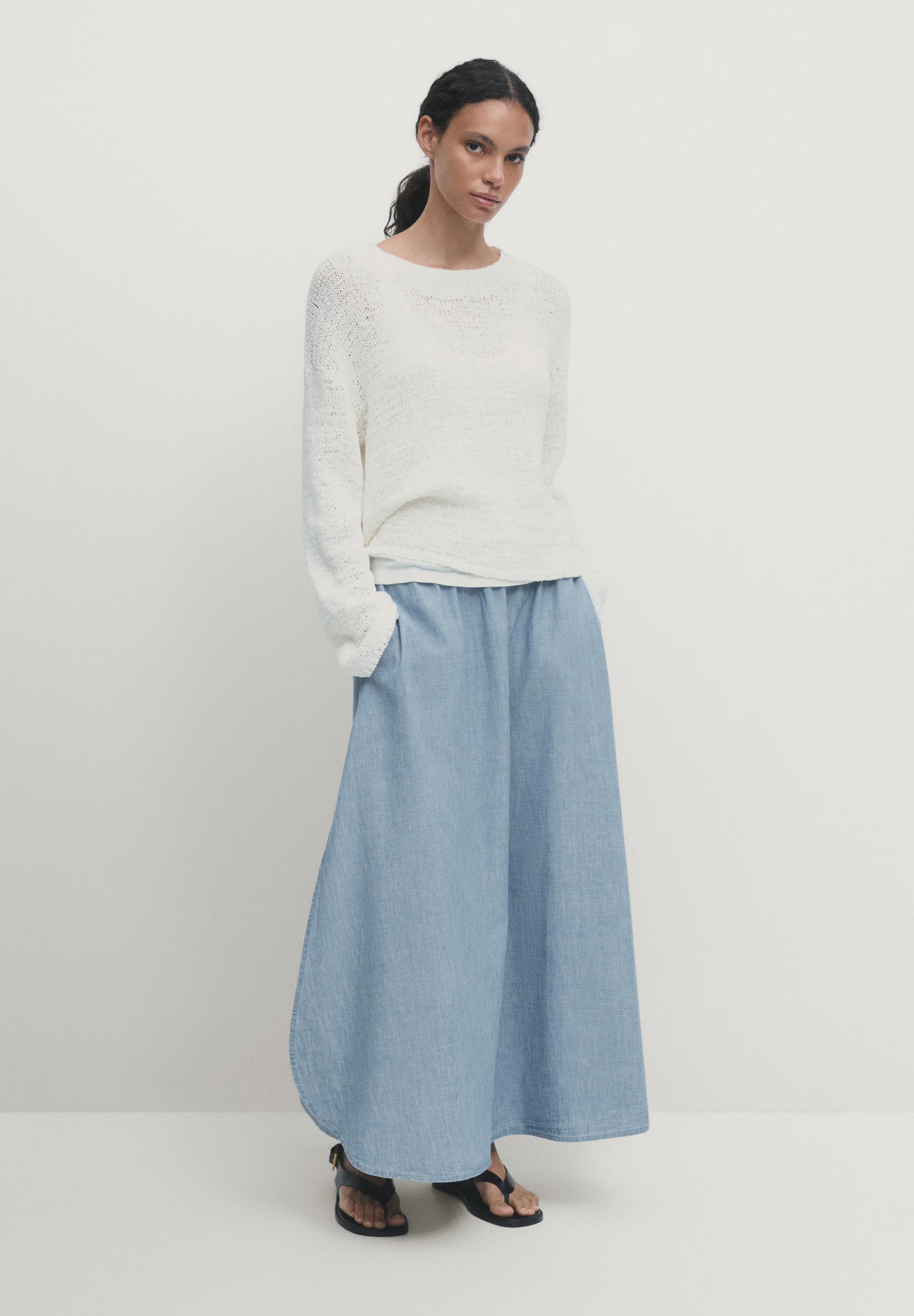 Massimo Dutti CON CINTURA ELÁSTICA - Falda acampanada