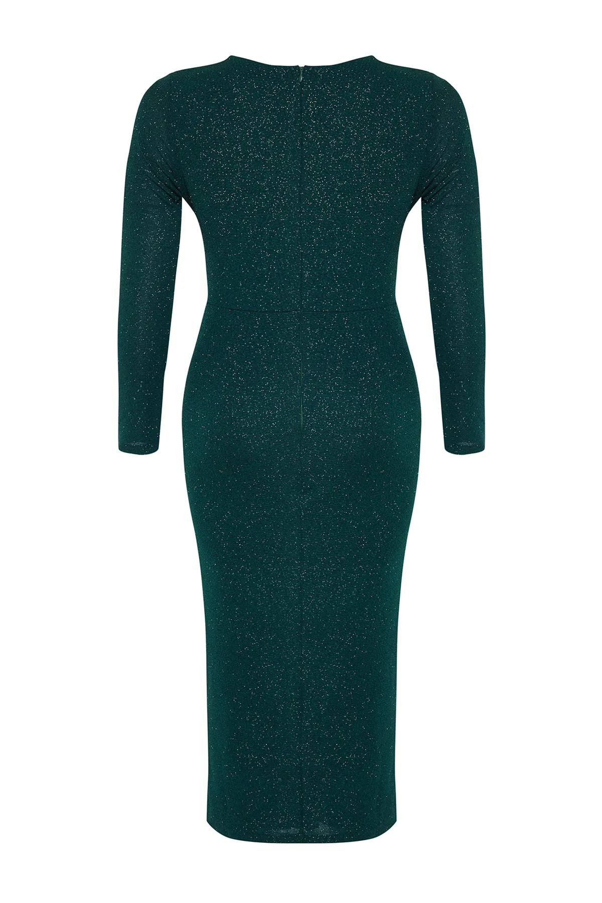 Trendyol Curve  Smaragdgrünes Midi-Glitzer-Strickkleid TBSSS24AH00149