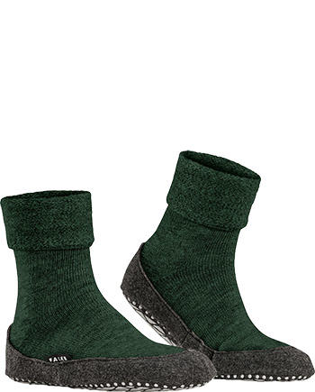 Falke, Hausschuhe, Merinowolle, dunkelgrün-grau