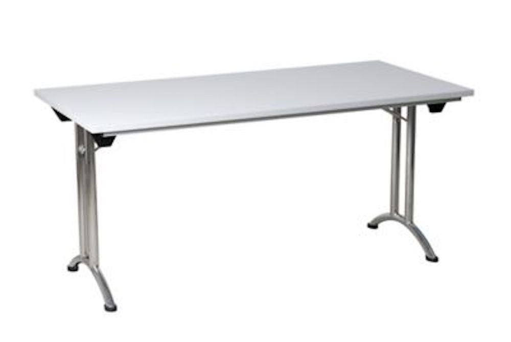 PROREGAL® Klapptisch Klapptisch Lizard, C-Fuß-Gestell, HxBxT 75x140x70cm, Chrom-Buche