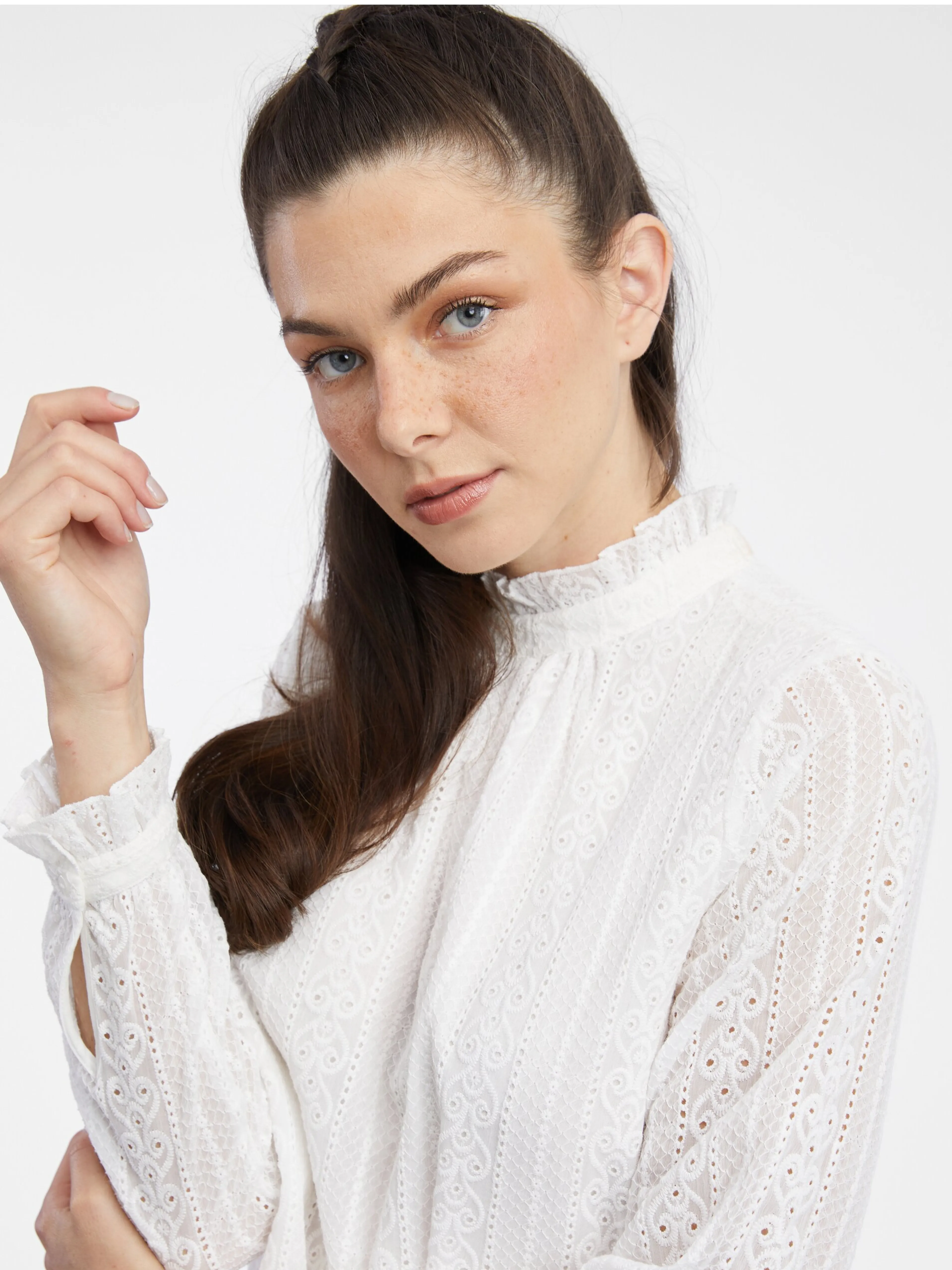 Weiße Damen-Spitzenbluse ORSAY