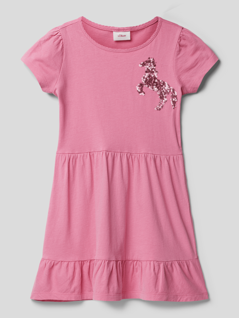 Kleid mit Volantsaum in pink