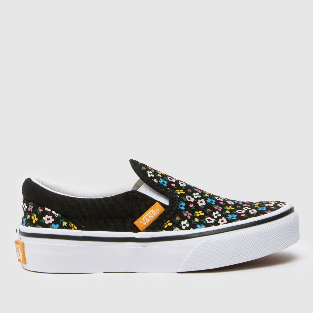 Vans svarta multifärgade klassiska slip-on flickor juniorskor
