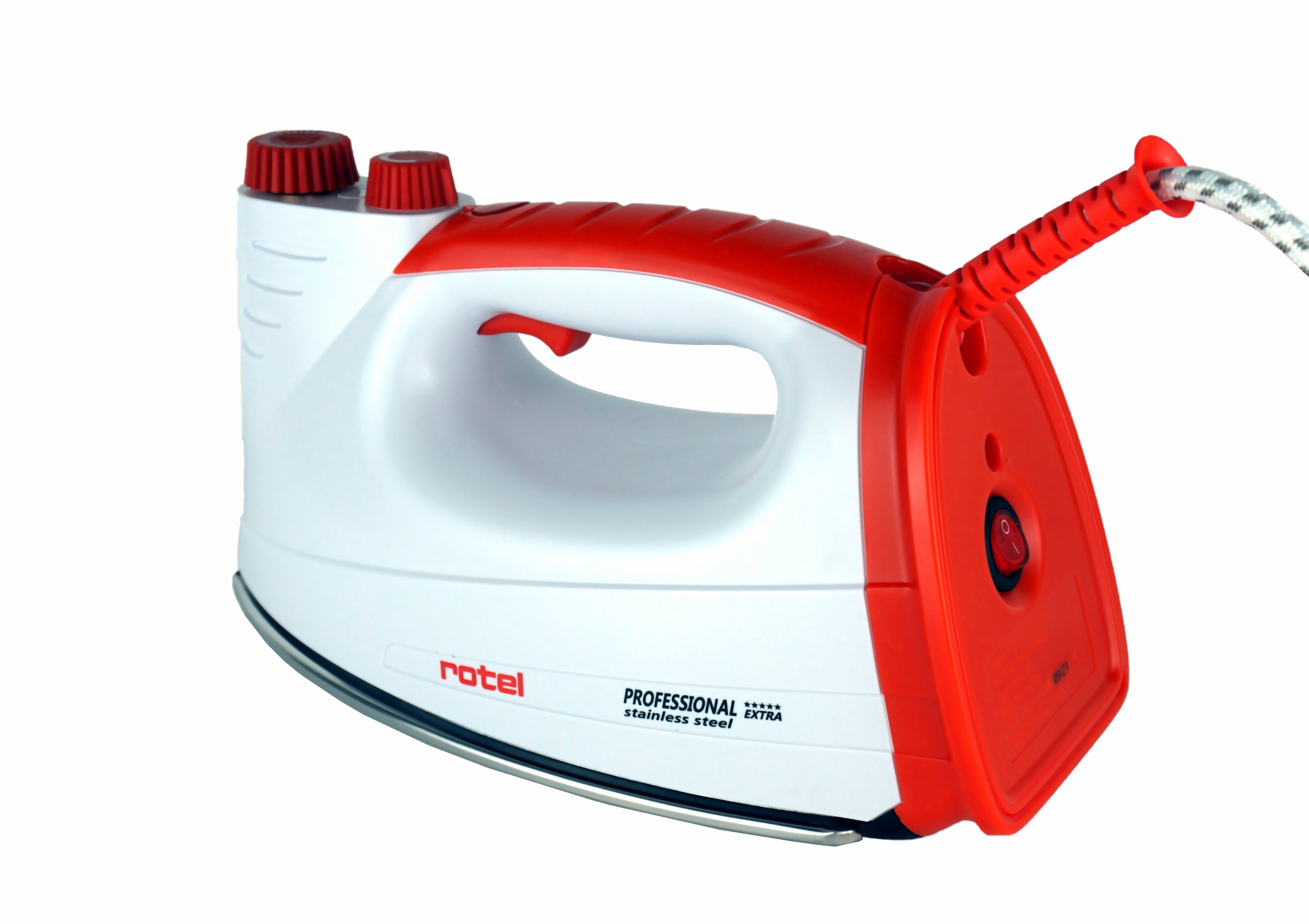 Rotel Dampfbügeleisen Professional Extra Edelstahlsohle 800 W in Rot