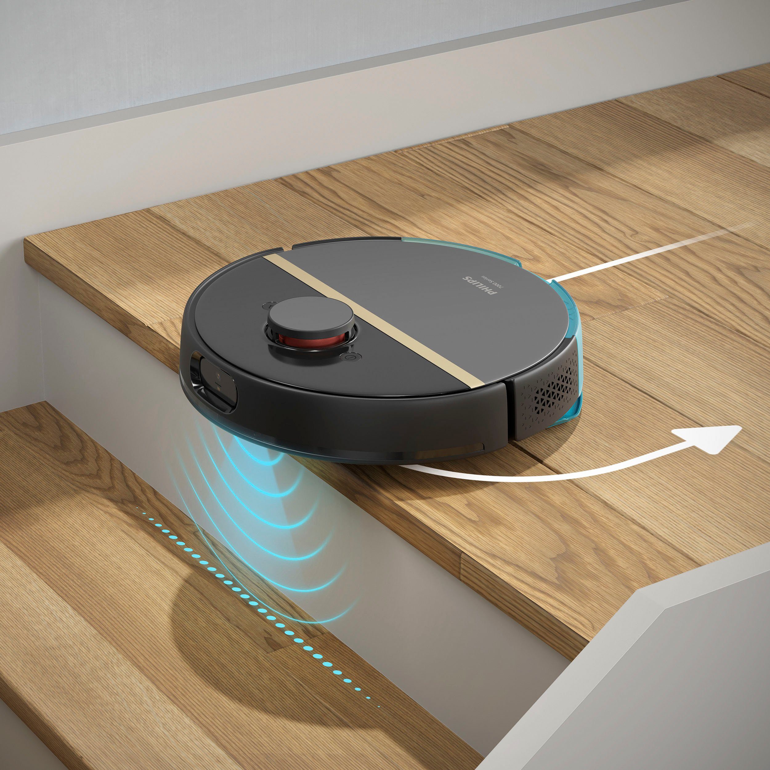 Philips Saugroboter XU7000/01, 180 min Akkulaufzeit, Teppichfunktion, 360° Lasernavigation und ToF-Sensoren, mit Vibrationswischer