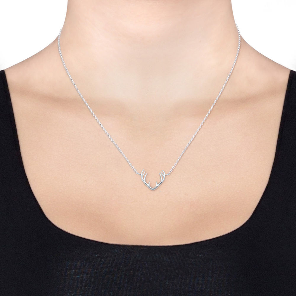 Elli Elli Collier Femmes Bois Renne Pendentif en Argent Sterling 925 Bijoux