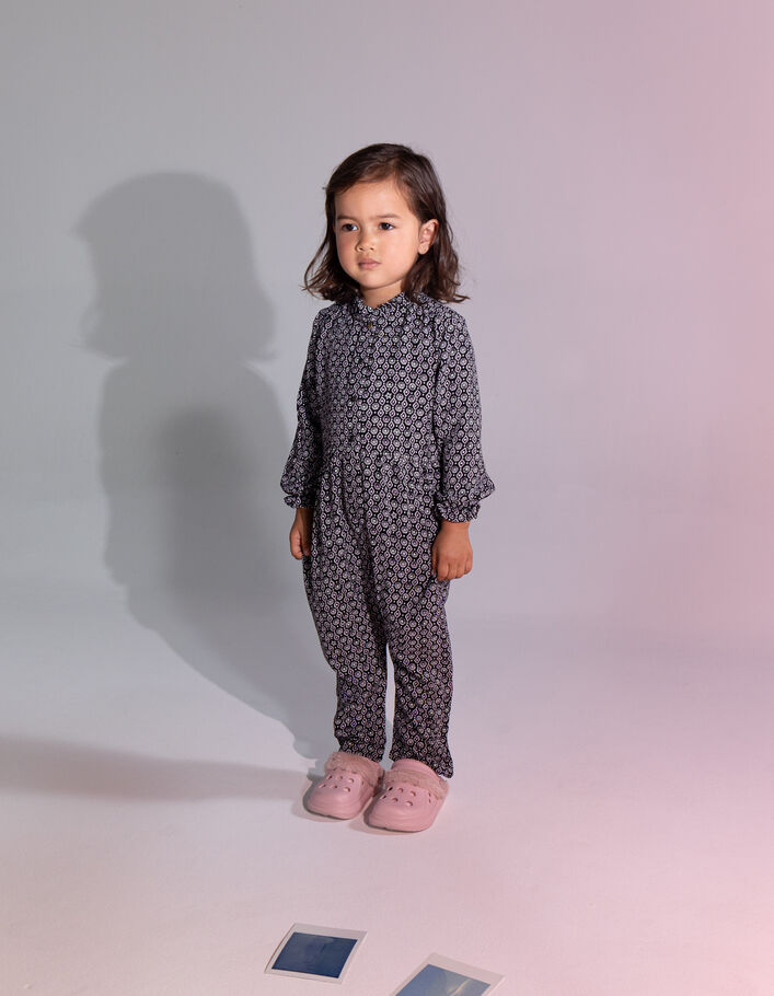 Combi longue noire imprimé rock Ecovero® bébé fille