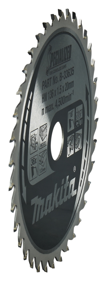 Brzeszczot tarczowy do pilarki Makita Accessories B-33635 do drewna Specialized 136x20x1,5 36T 18g