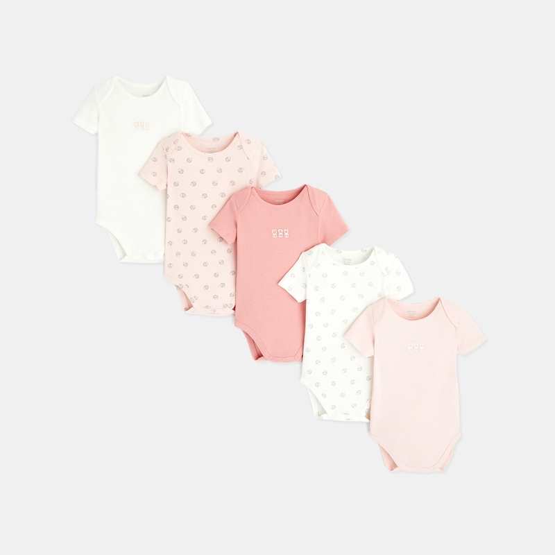 Body manches courtes col US (lot de 5) rose naissance