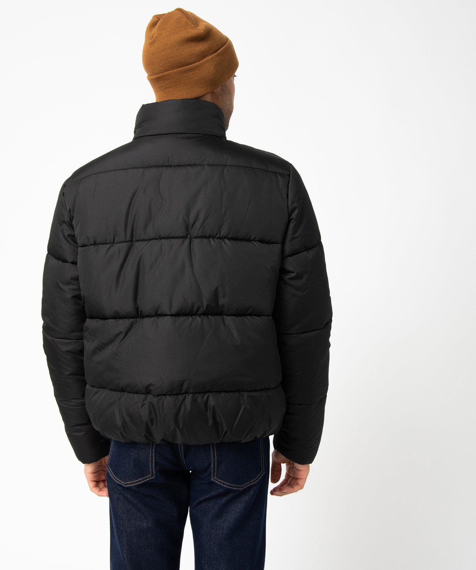 Blouson homme matelassé avec larges poches à rabat noir | GEMO