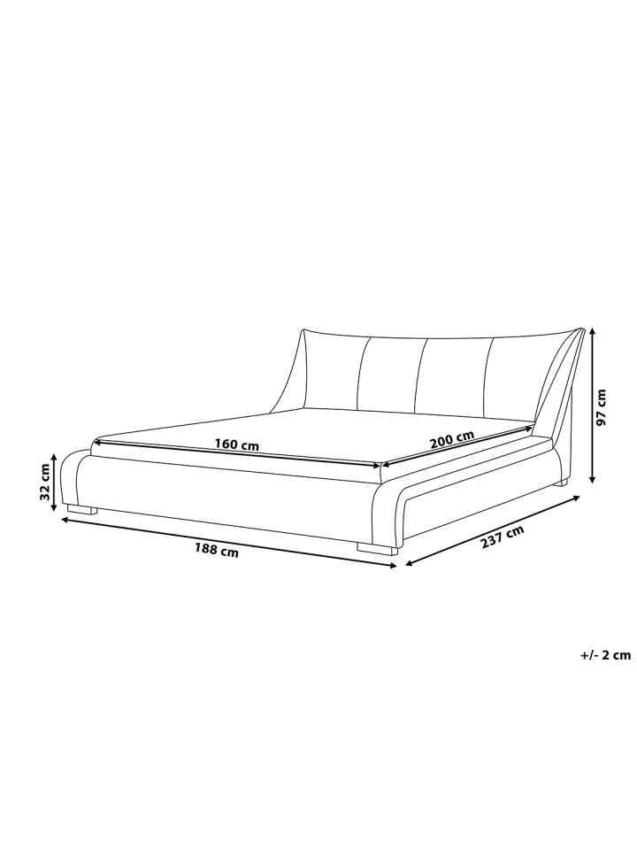 Beliani Doppelbett NANTES in Grau/Silber - (W) 188 x (H) 97 x (L) 237 cm günstig kaufen onesize