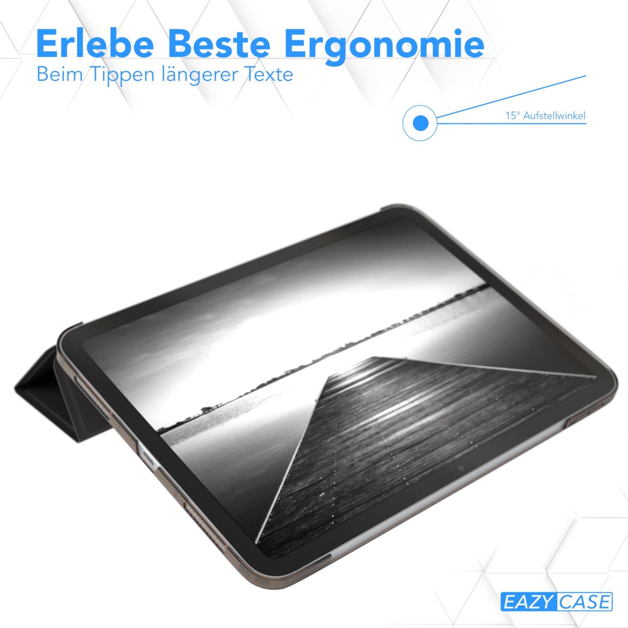 EAZY CASE Tablet-Hülle Smart Case für Apple iPad 10. Generation (2022) 10,9 Zoll, Anti-Kratz Tasche Schutzhülle mit Sleep Wake Up Funktion Hülle Schwarz