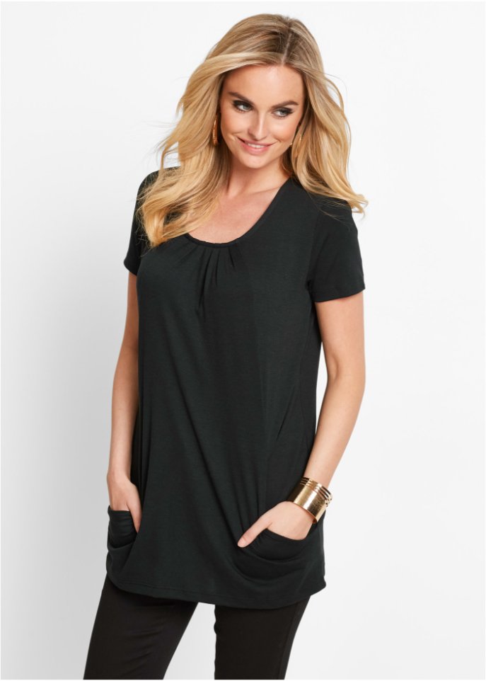 Longshirt mit rundhals Dekollete