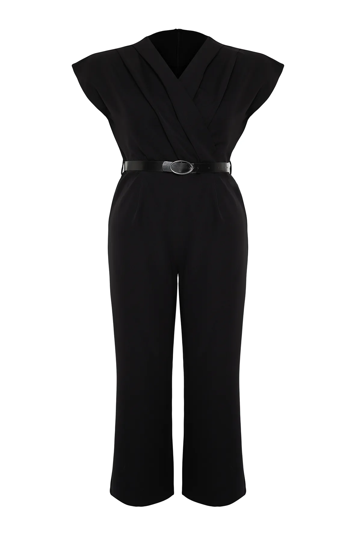 Trendyol Curve  Schwarzer gewebter Jumpsuit mit Gürtel TBBSS24BG00003