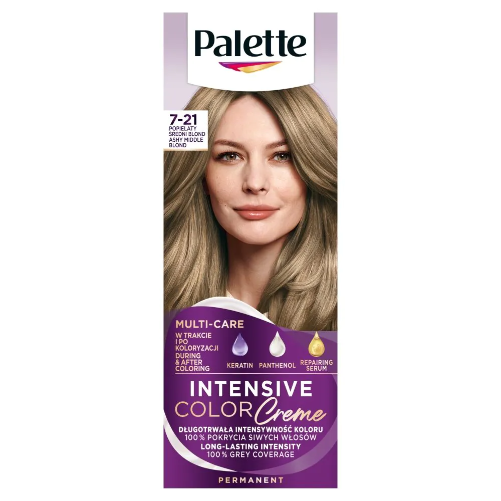 Palette Intensive Color Creme plaukų dažai, pelenų vidutinė blondinė, 7-21