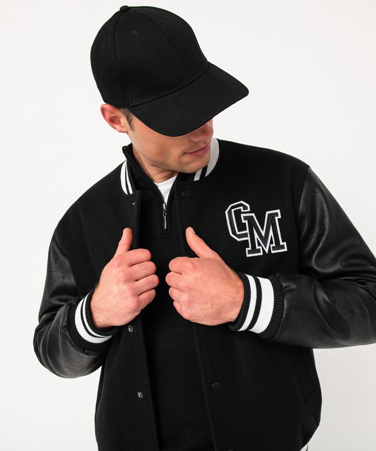 Blouson bi-matières avec finitions bicolores homme - Camps ... noir | GEMO