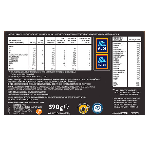 Protein Kaffee, Klassik & Haselnuss, gemischt (2 x 390g = 780g)