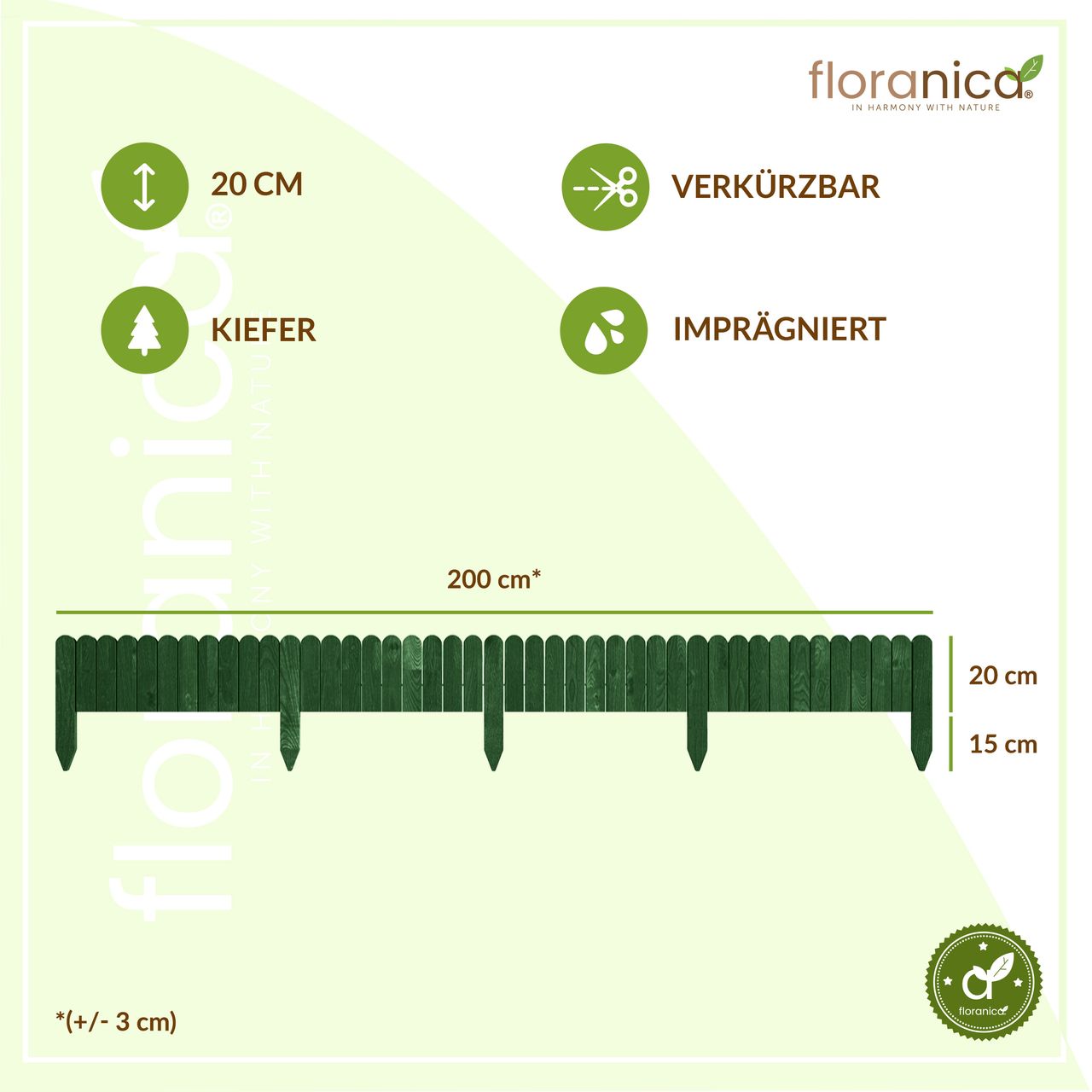 Pemicont Rollborder Flexibler Holzzaun Rolborder Beeteinfassung Rasenkante Gartenzaun