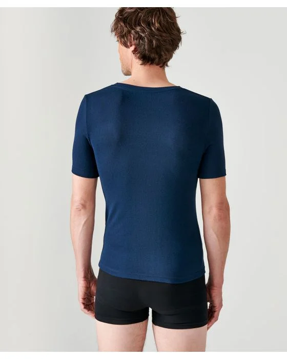 T-shirt col V fine côte Thermolactyl Sensitive, manches courtes
