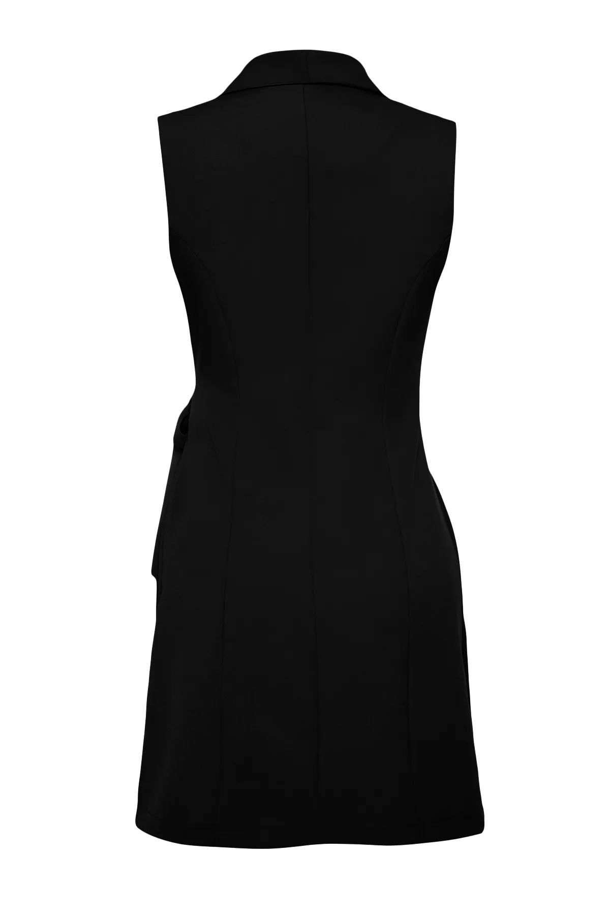 Trendyol Collection  Schwarzes zweireihiges Mini-Gewebekleid mit Faltendetail TWOSS24EL00793