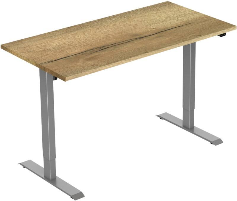 euroseats Oak Rechteckig Elektrisch Höhenverstellbar Sitz-Stehschreibtisch Eiche Holz, Metall Grau 1.200 x 800 x 750 - 1.235 mm