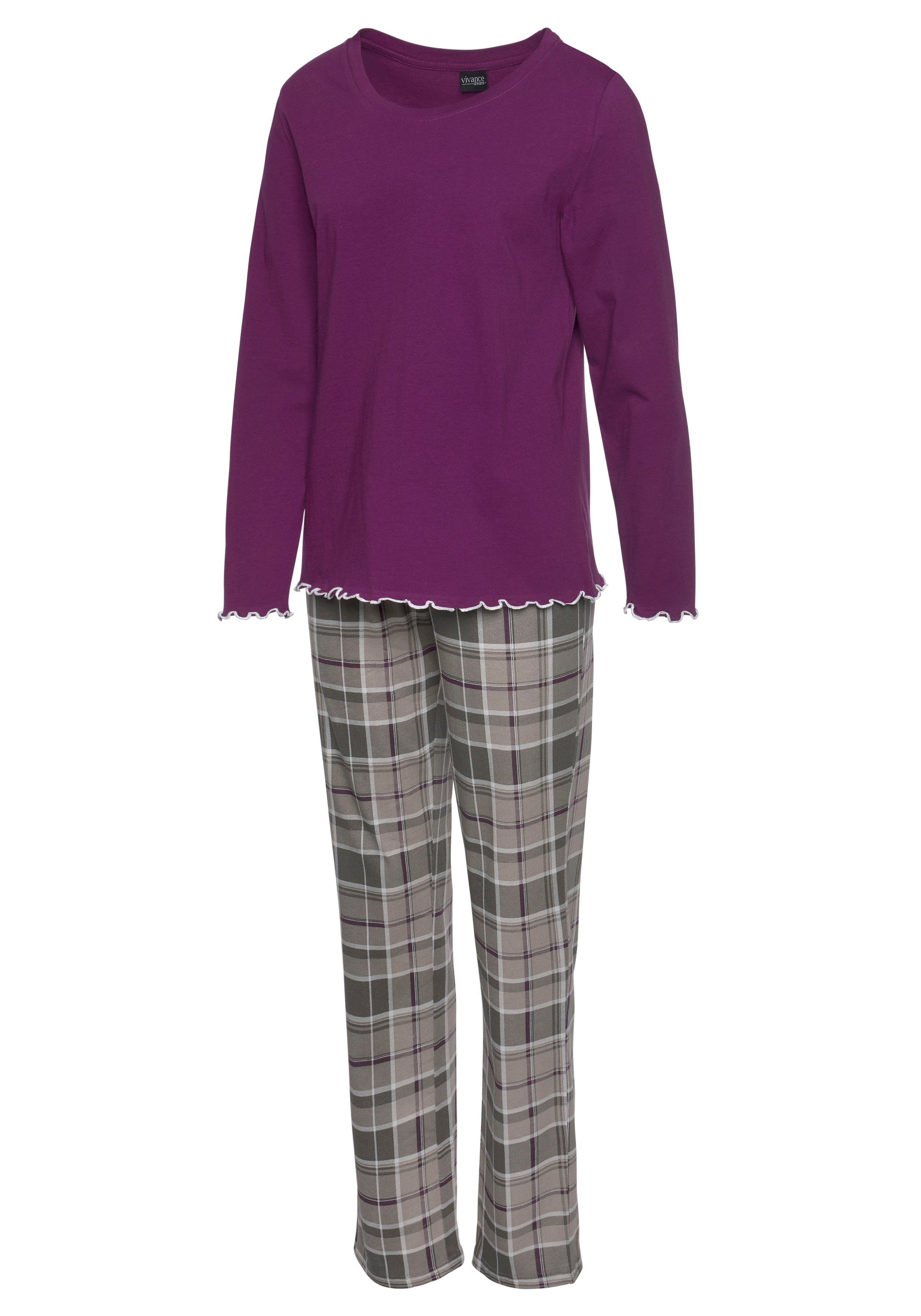 LASCANA Pyjama (2 tlg., 1 Stück) mit Karomuster