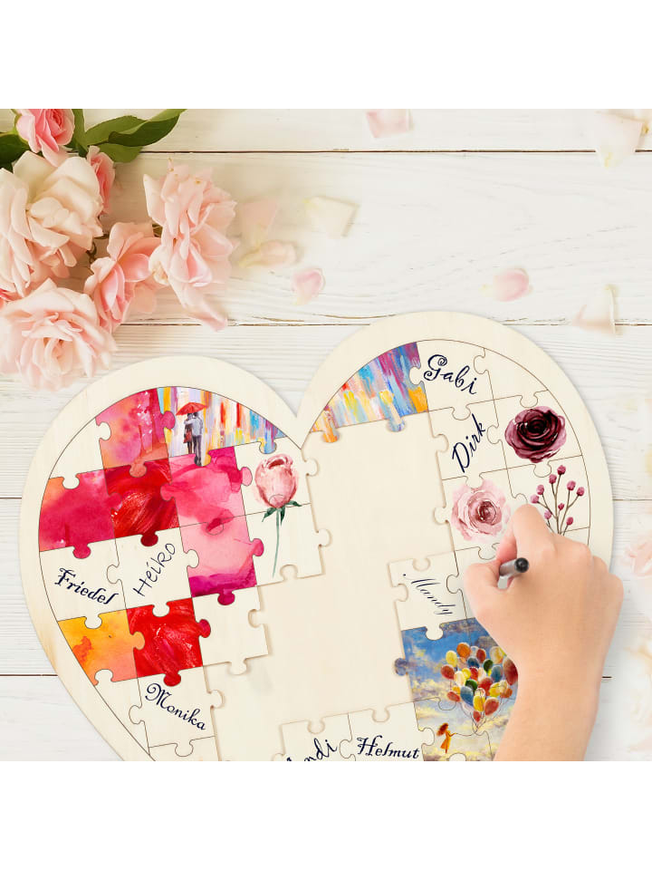 relaxdays Herzpuzzle in Natur günstig kaufen onesize