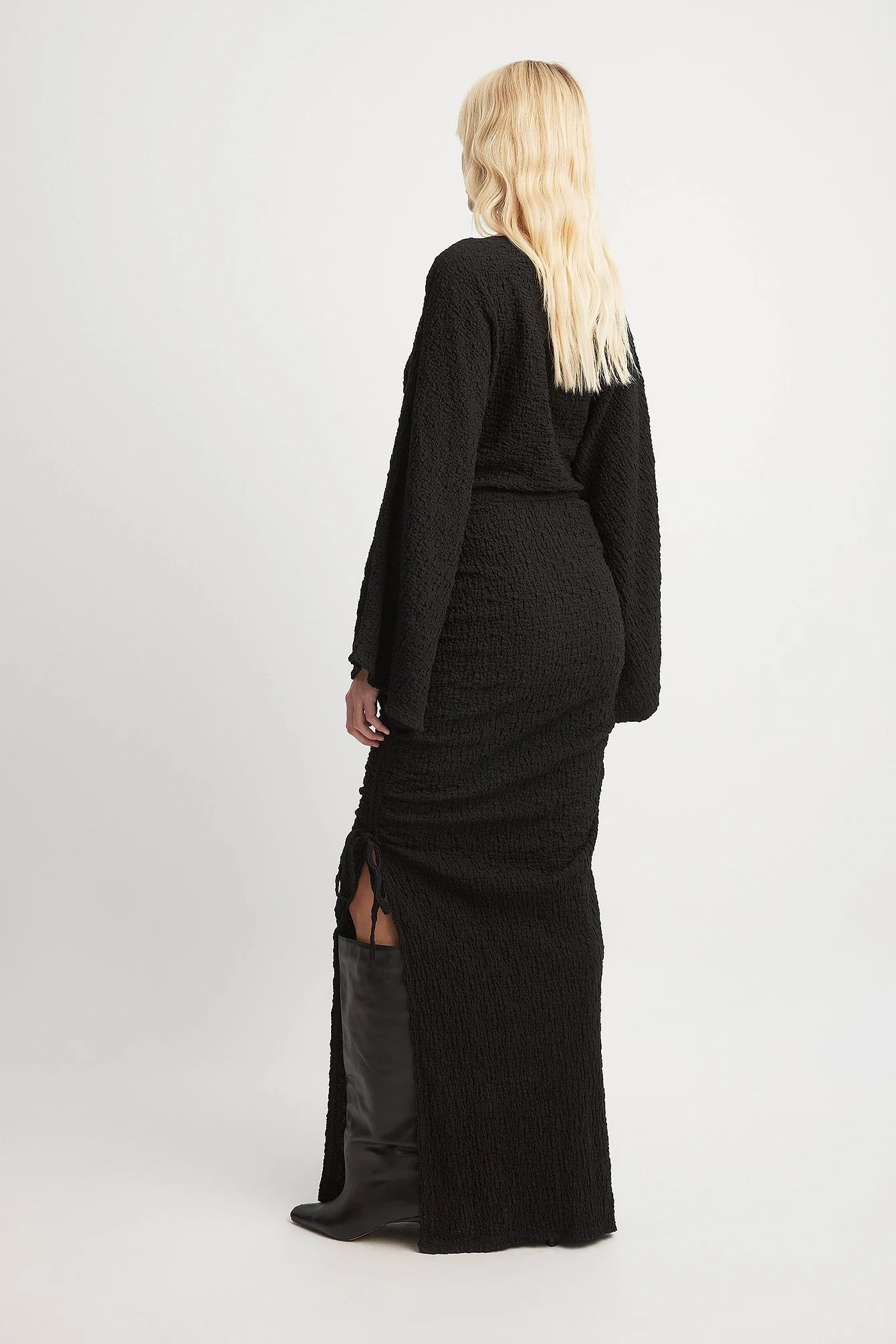 Strukturiertes Maxikleid mit Kordelzug