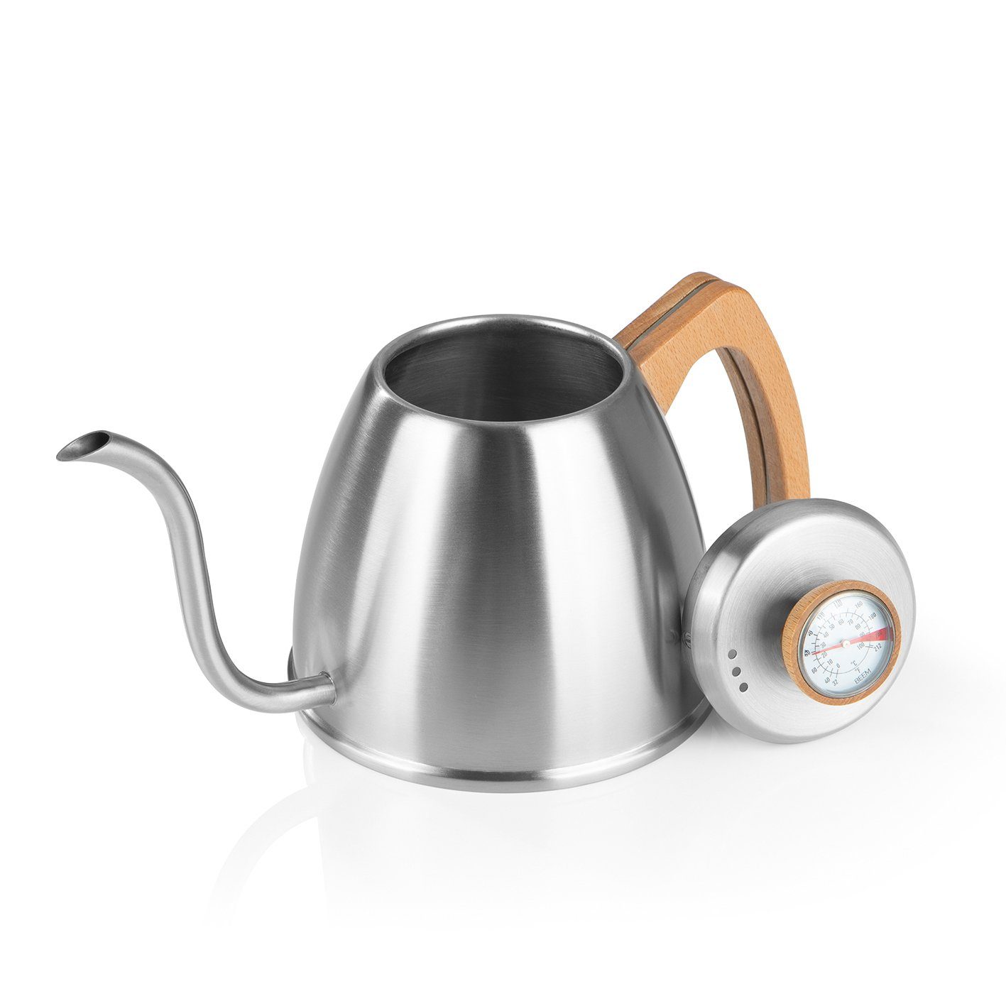 BEEM Wasserkessel POUR OVER Wasserkessel mit Thermometer 1L Buchenholz
