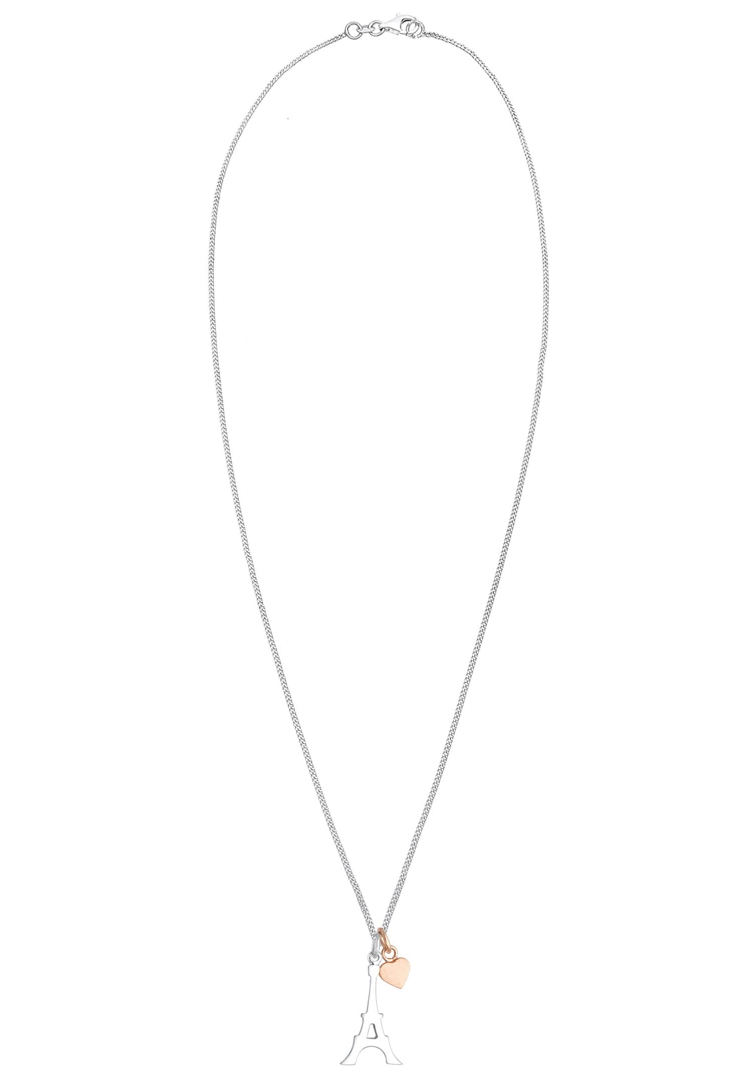 Collana da donna Elli con ciondolo a forma di cuore e Torre Eiffel - Argento 925/1000