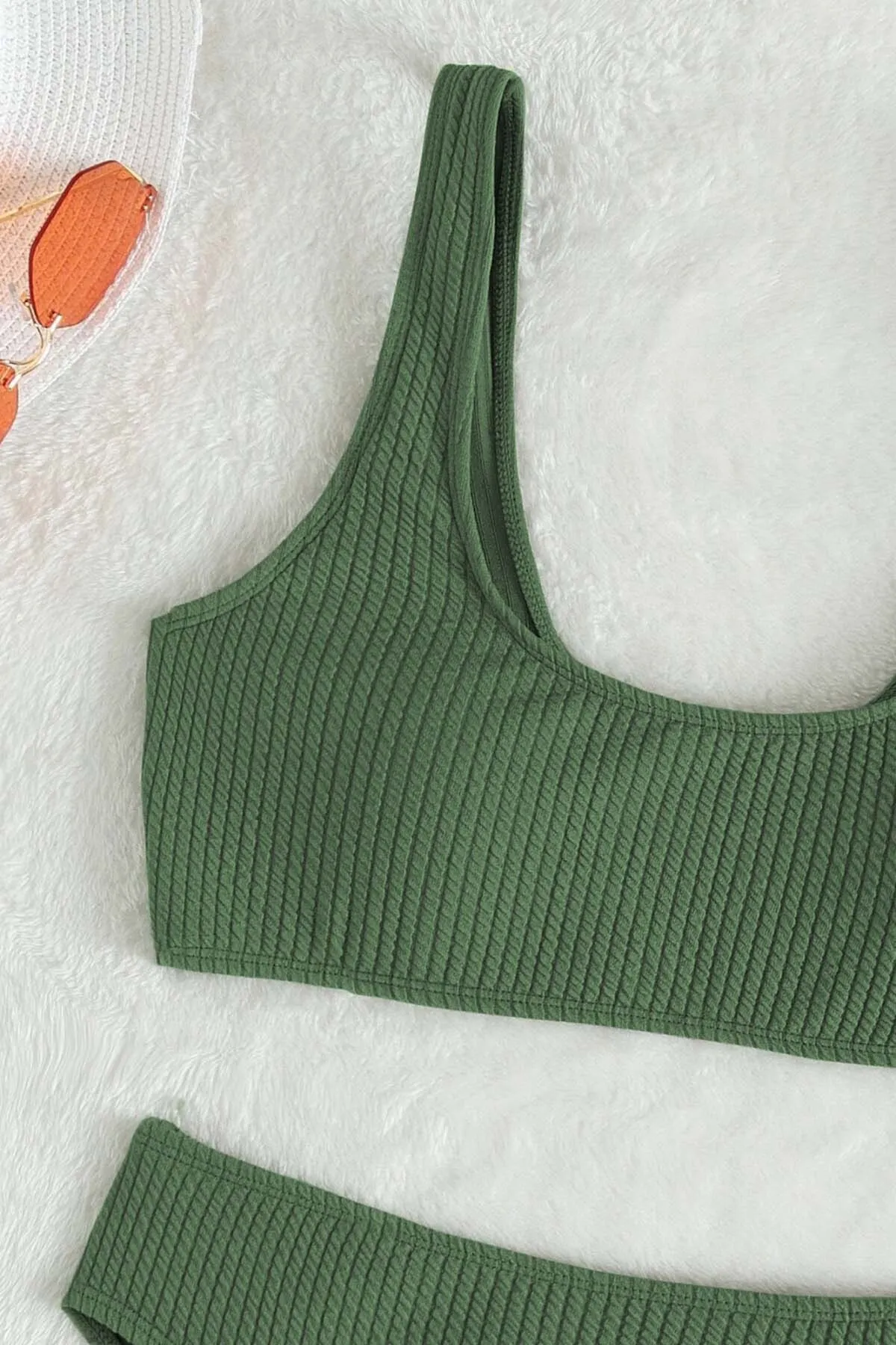 Angelsin  -Erwachsene Tankini-Bikinioberteil aus speziellem Cordstoff in Grün