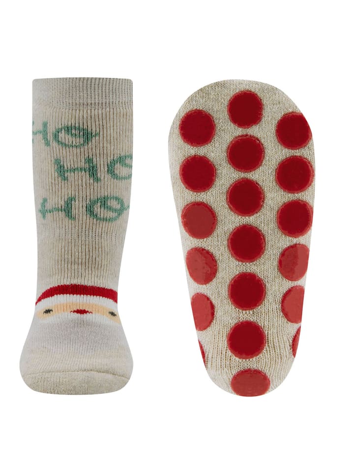 ewers Stoppersocken ABS Weihnachtsmann/HoHoHo in dunkel beige meliert günstig kaufen