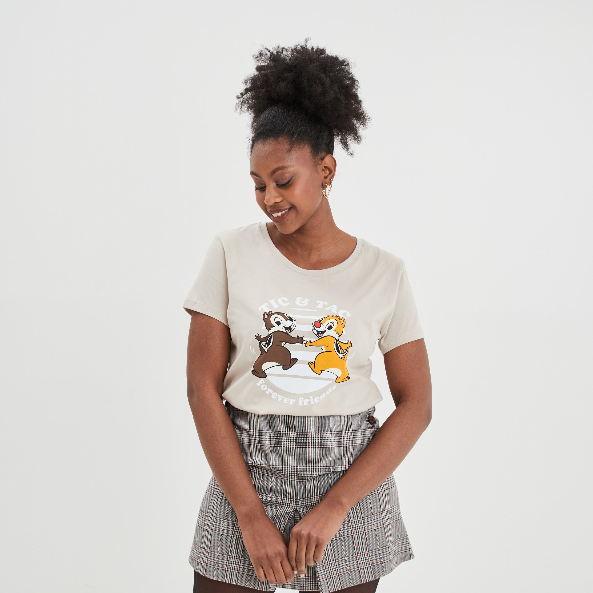 T-shirt manches courtes coton Tic et Tac sable femme | La Halle