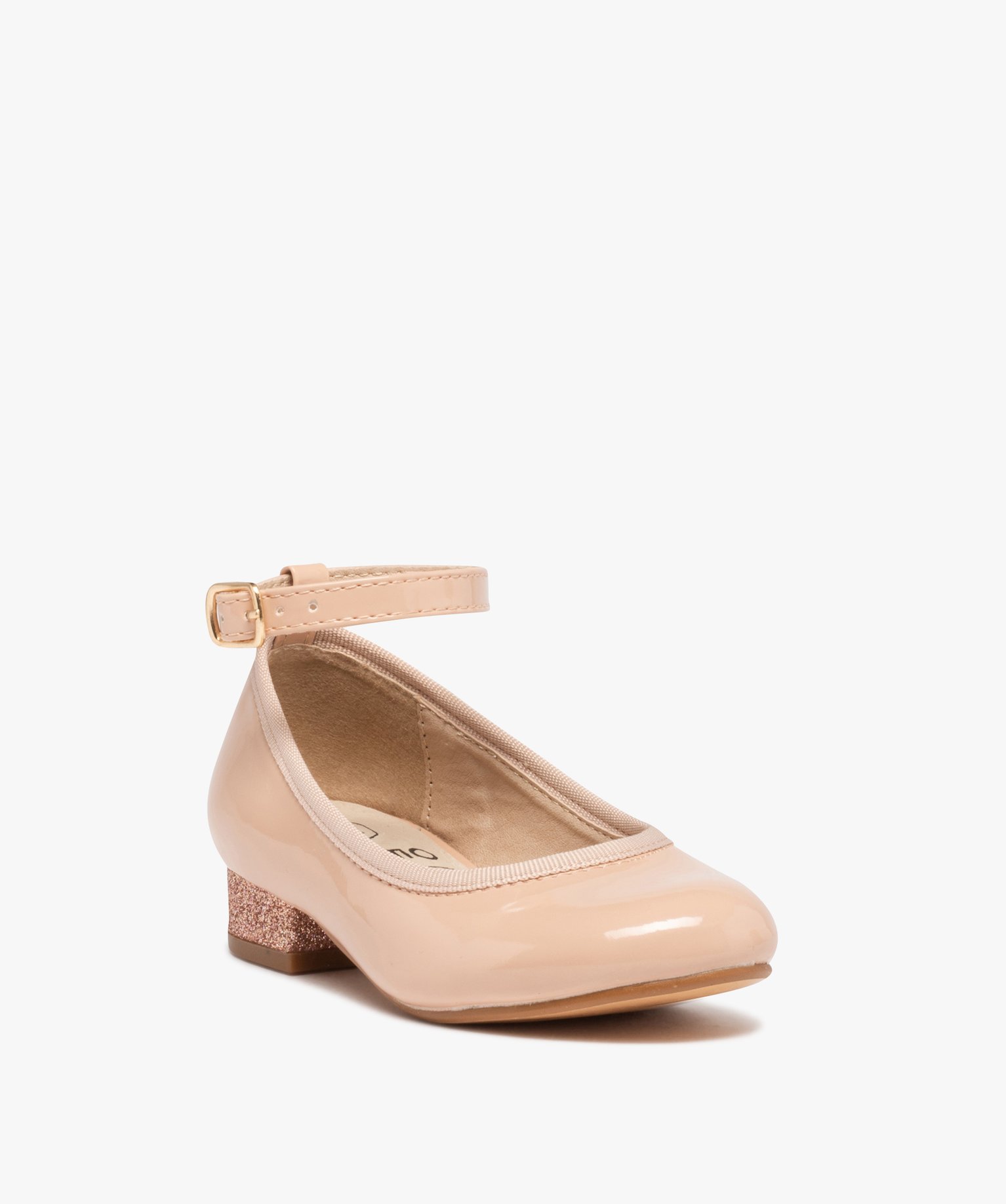 Ballerines fille vernies à talon et bride cheville beige | GEMO