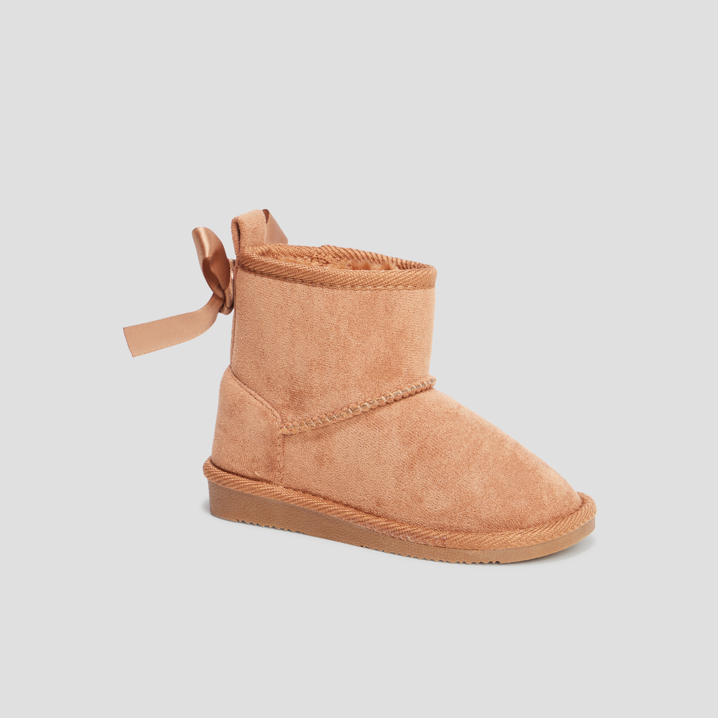 Bottines fourrées avec noeud camel fille | La Halle