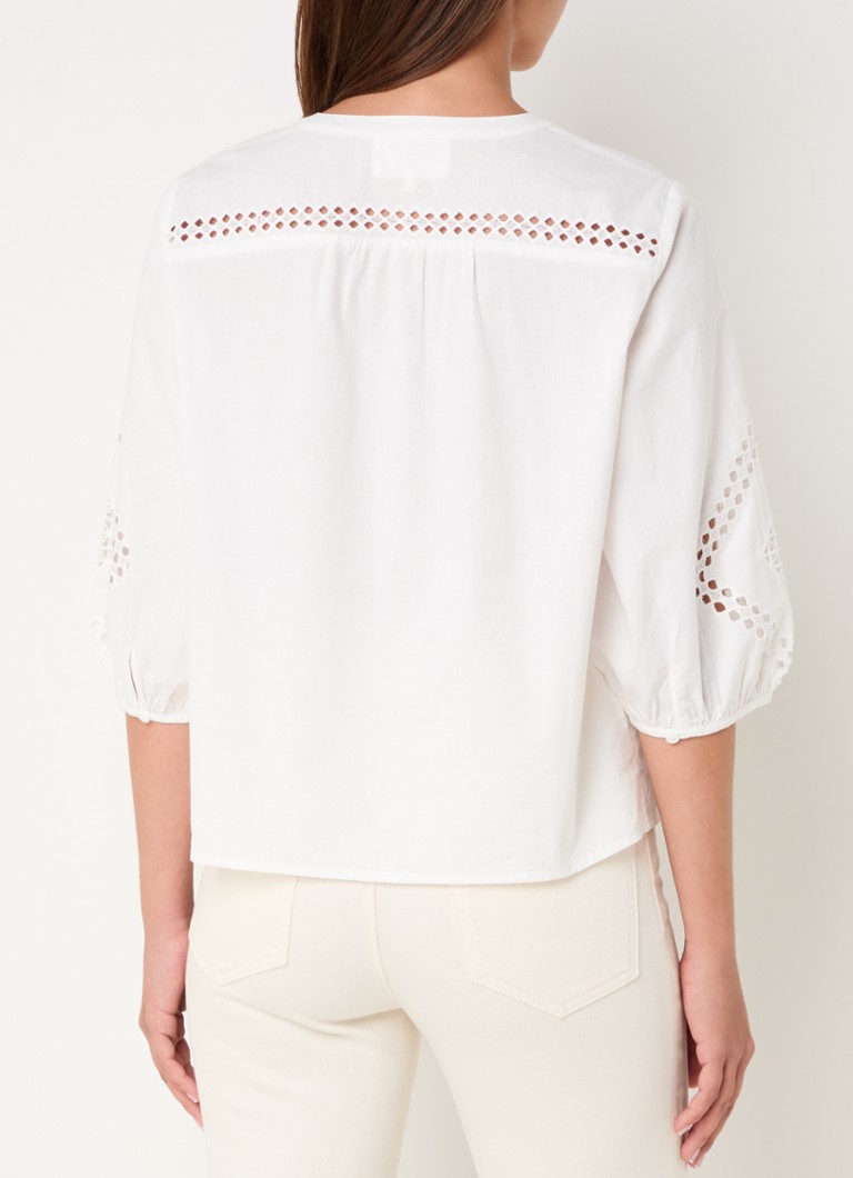 ba&sh  Lirkin blouse met broderie en opengewerkt detail