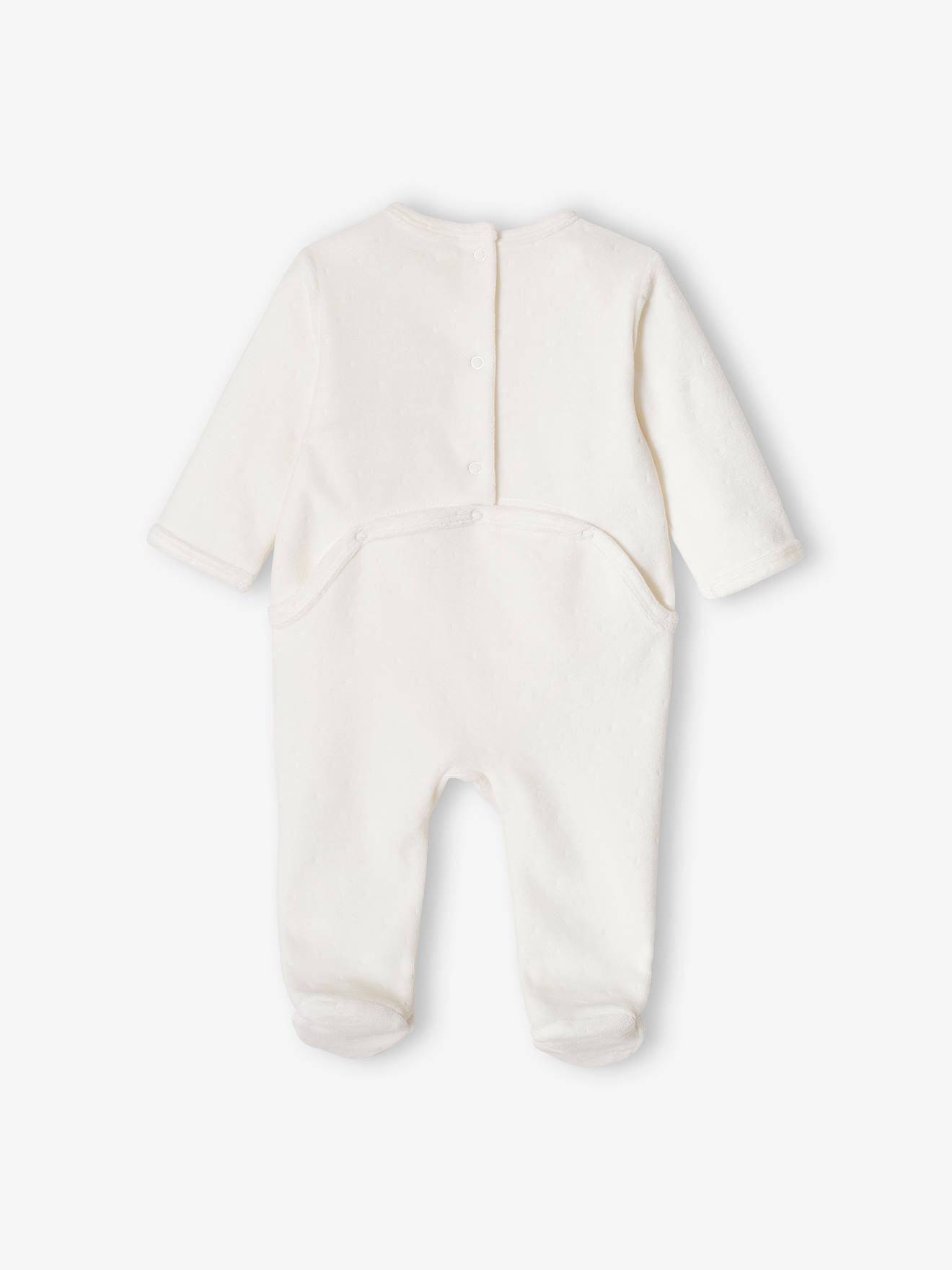 Vertbaudet Baby Samt-Strampler Oeko-Tex - wollweiß