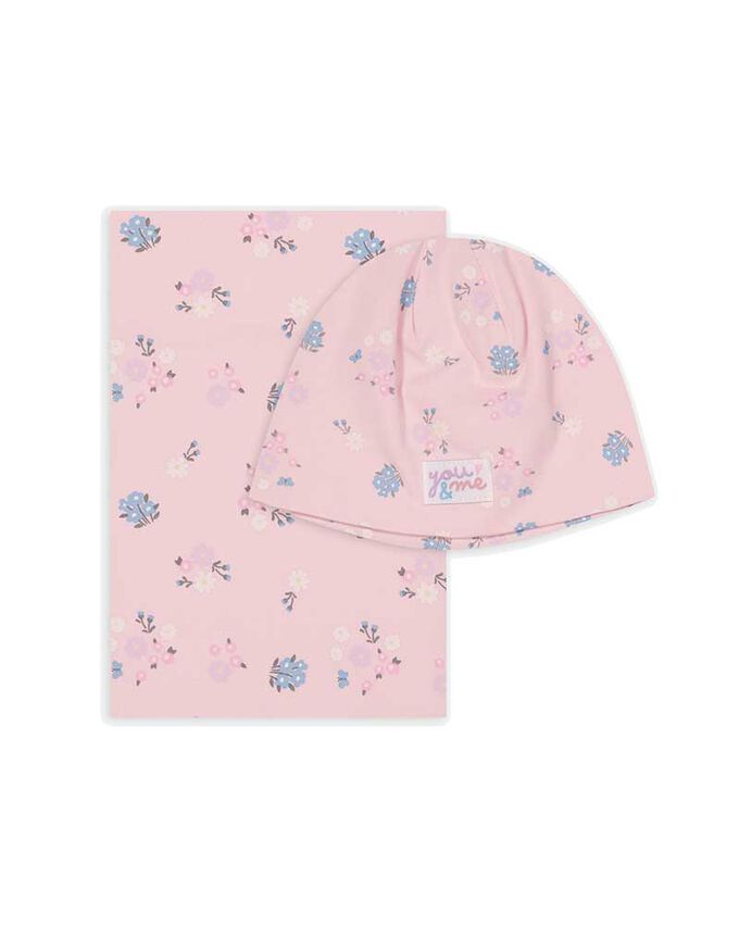 Set aus Mütze und Schal - Florales Muster
