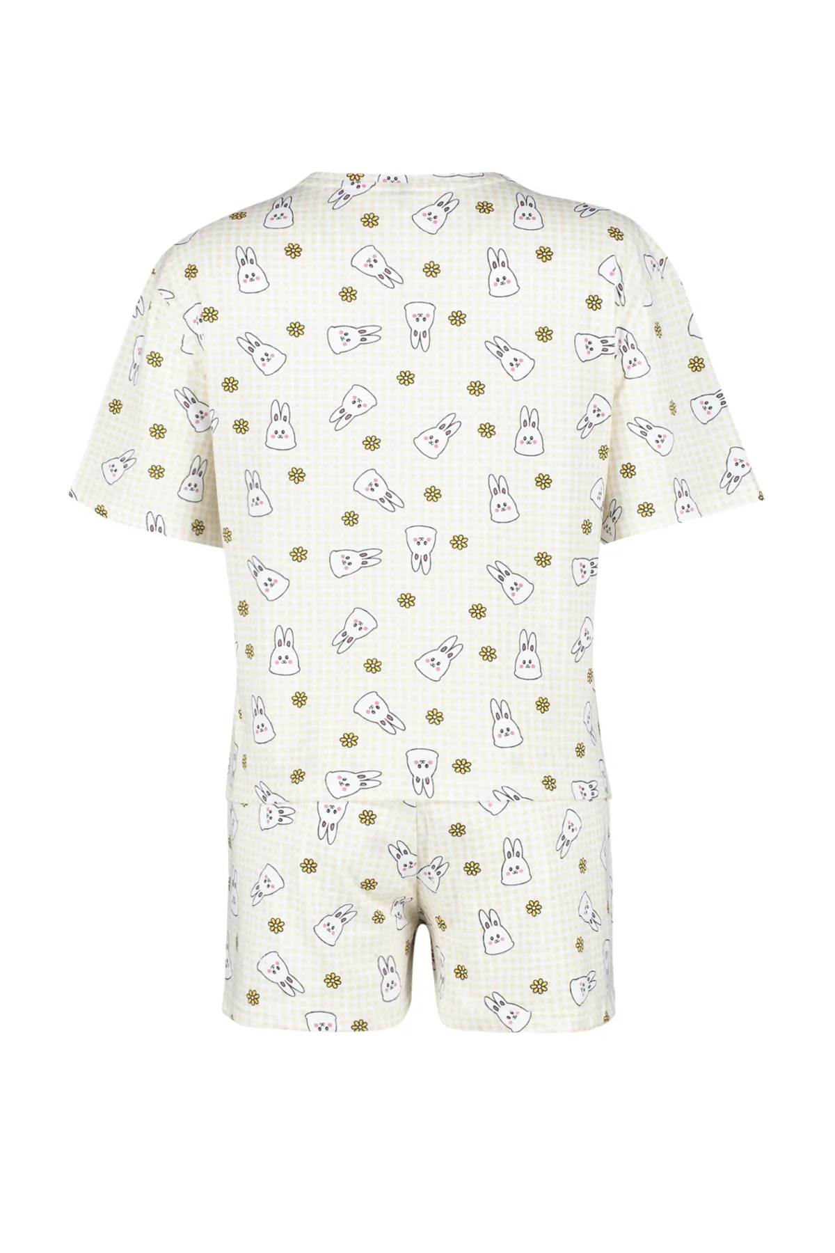Trendyol Collection  Gelb-Mehrfarbiges Gingham-Strickpyjama-Set aus 100 % Baumwolle THMSS24PT00211