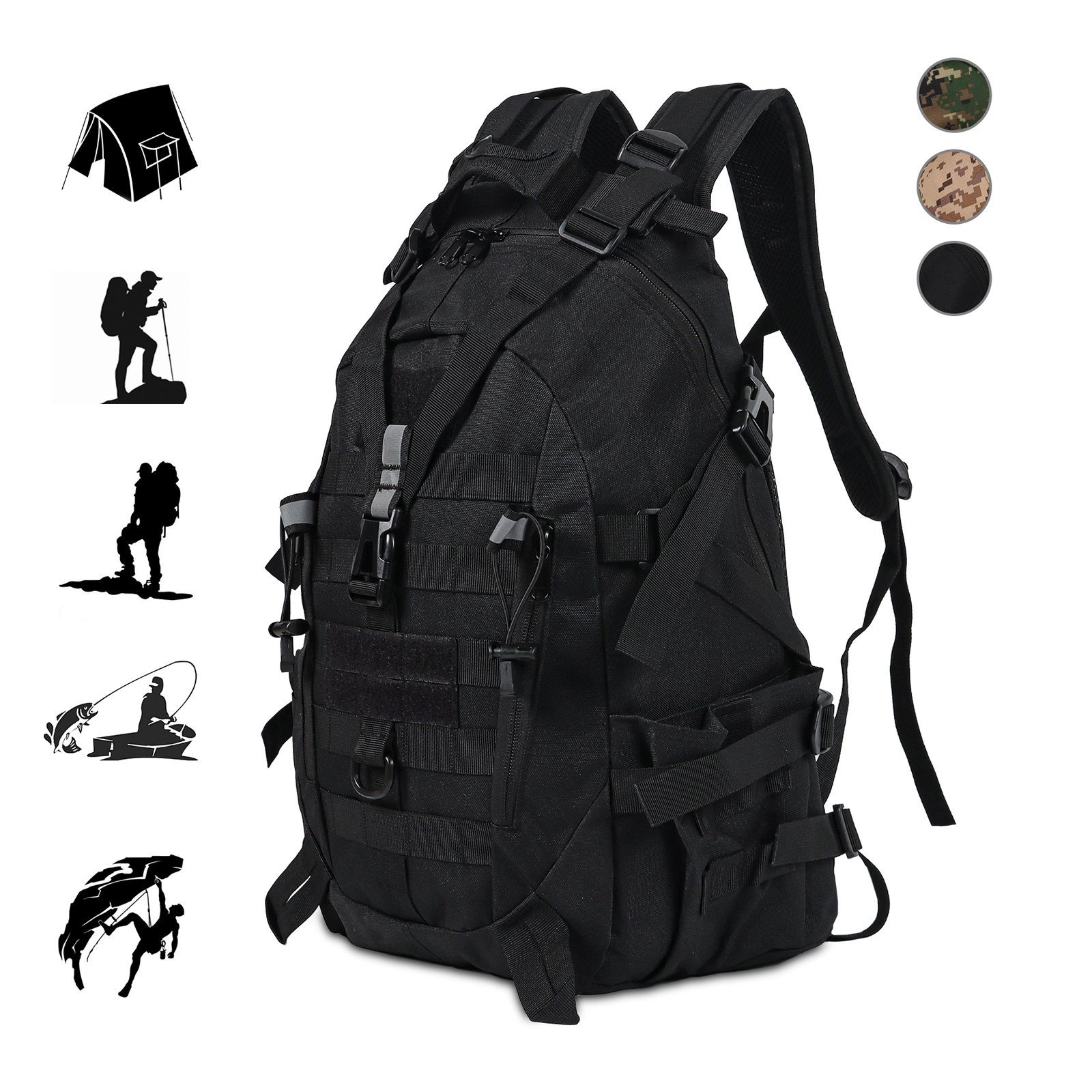 TAN.TOMI Trekkingrucksack 27L Taktischer Militär Rucksack Trekkingrucksack Wanderrucksack Herren, Molle Survival Rucksack Wasserdicht für Outdoor Reisen Camping