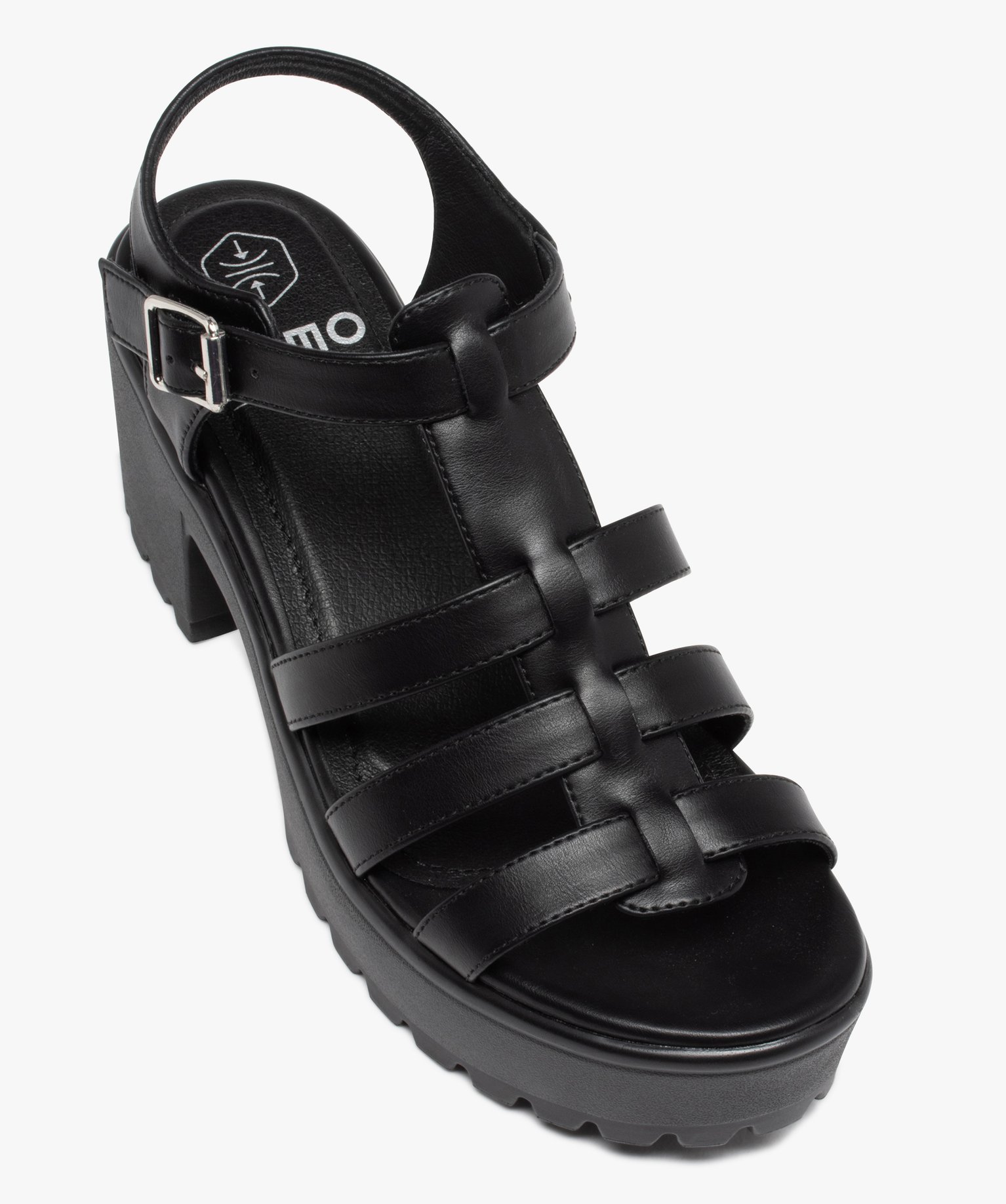Sandales femme unies à brides multiples et semelle crantée noir | GEMO