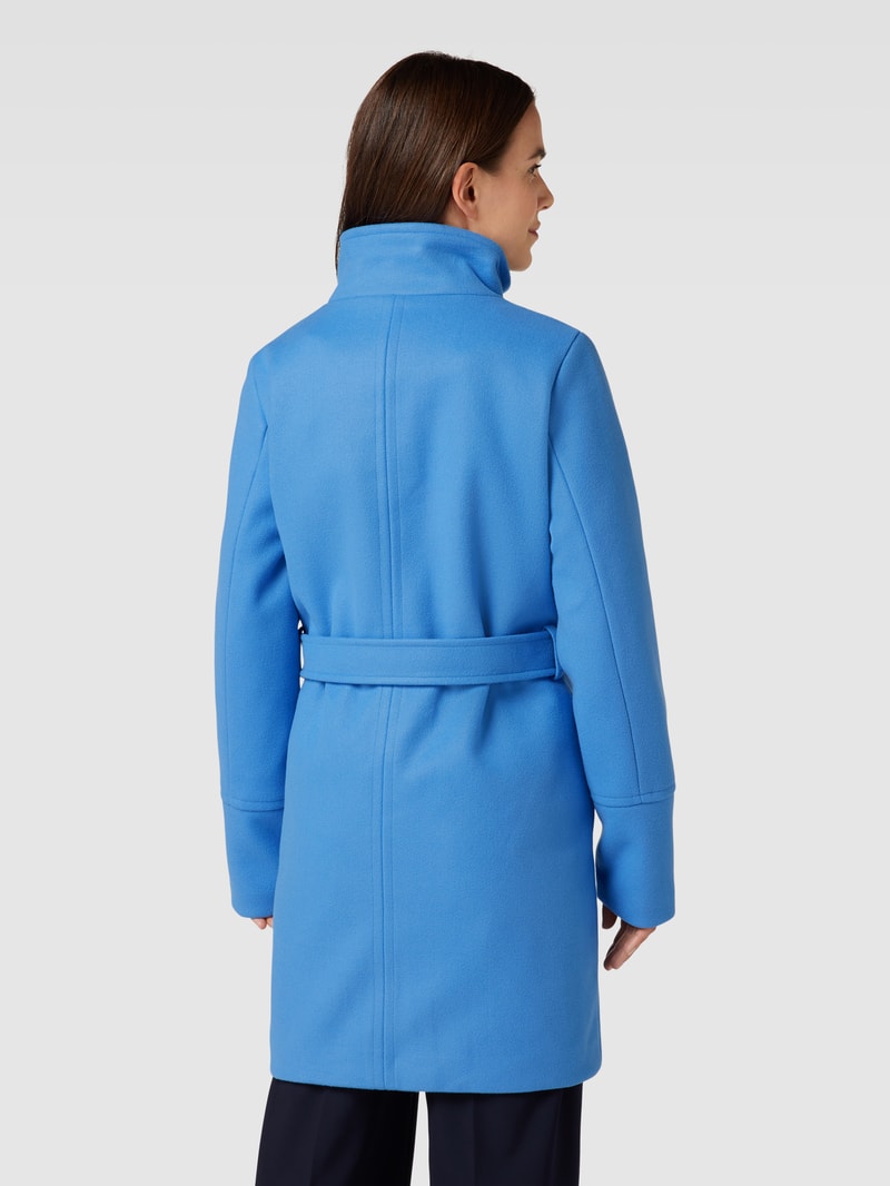 Kurzmantel mit Bindegürtel Modell 'Cilia' in bleu