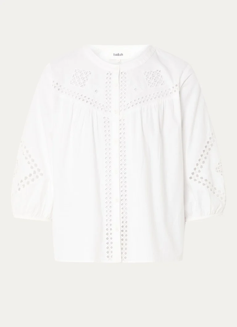 ba&sh  Lirkin blouse met broderie en opengewerkt detail