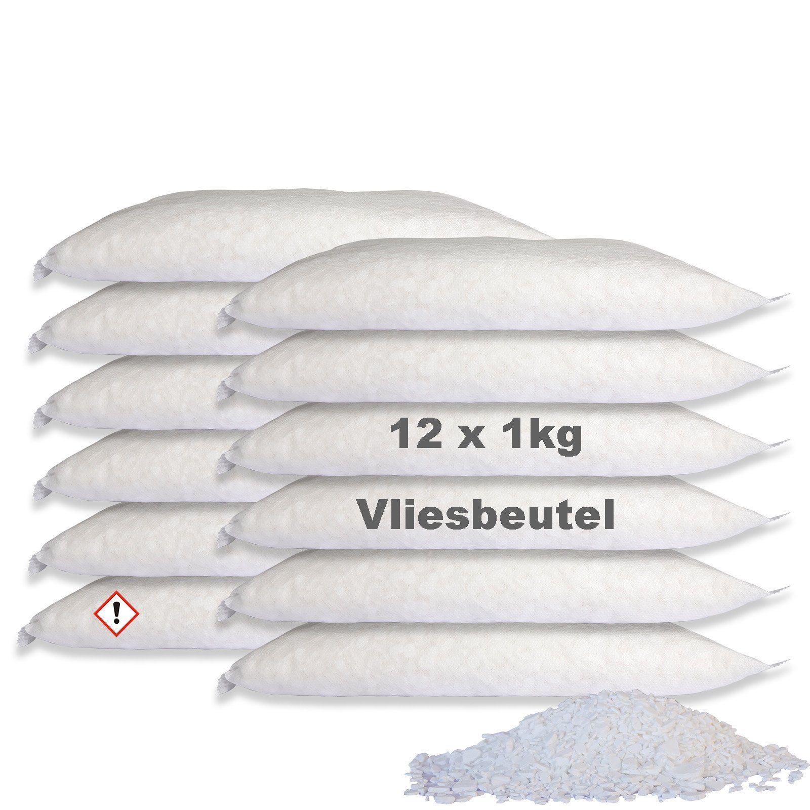 BlueCraft Luftentfeuchter Nachfüllpack Schlafzimmer Wohnung Nachfüller gegen Schimmel, 12 x 1 kg Raum Entfeuchter Granulat im Vliesbeutel, ohne Strom